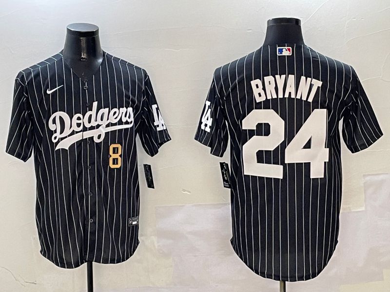 Men Los Angeles Dodgers 24 Bryant Black Stripe Jointly Name 2025 Nike MLB Jersey style 3